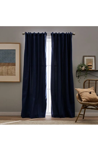 Peri Home Sanctuary Set Of 2 Lined Linen Curtain Panels In Indigo