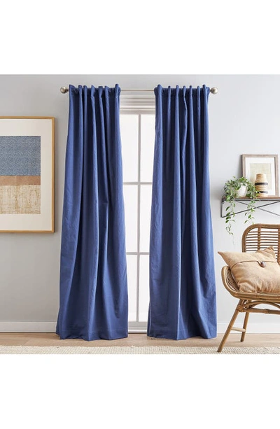 Peri Home Sanctuary Set Of 2 Lined Linen Curtain Panels In Indigo