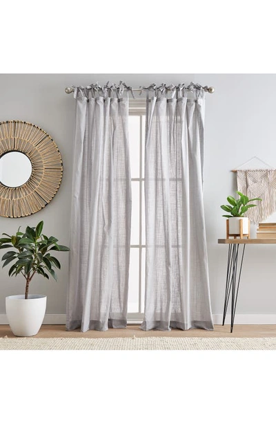 Peri Home Cotton Sheer 84 X 50 Tie Tab Window Panel, Pair In Silver