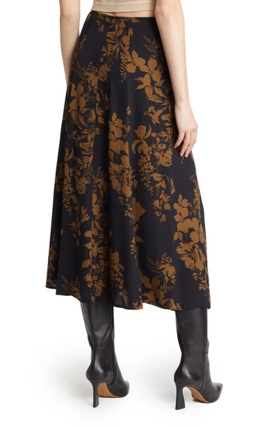 Shop Reformation Zoe Side Slit Midi Skirt In Night Bloom