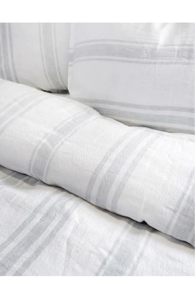 Shop Pom Pom At Home Jackson Stripe Linen Duvet Cover In White/ Ocean