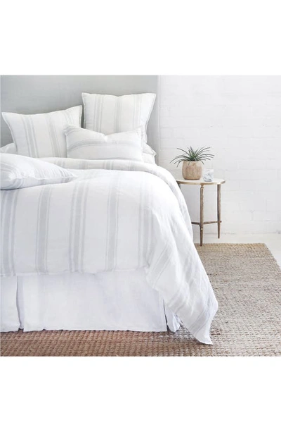 Shop Pom Pom At Home Jackson Stripe Linen Duvet Cover In White/ Ocean