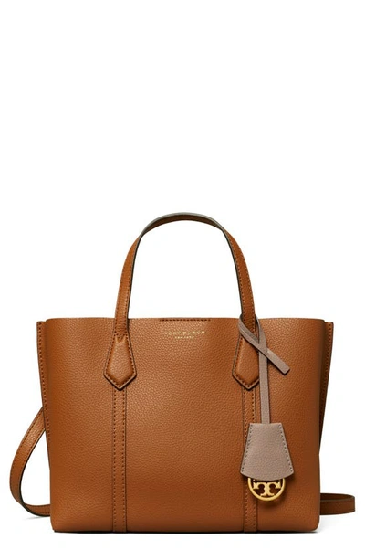 Tory Burch Sm Perry Triple-compartment Leather Tote In Light Umber