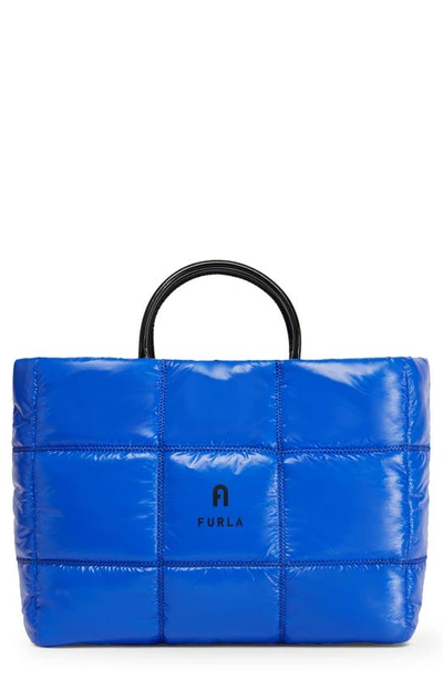 Shop Furla Opportunity Large Quilted Nylon Tote In Light Pacific