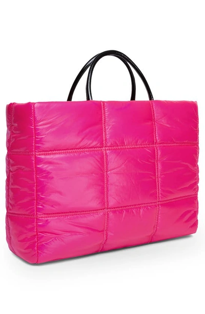 Shop Furla Opportunity Large Quilted Nylon Tote In Neon Pink