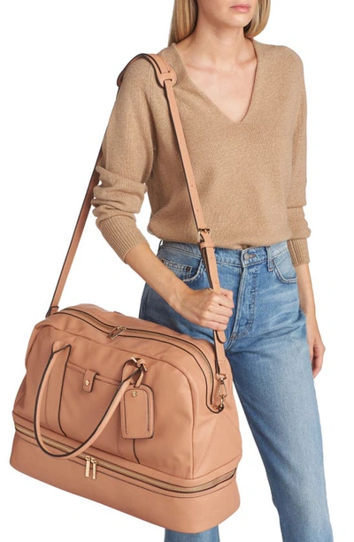 Shop Mali + Lili Large Riley Vegan Leather Weekend Travel Bag In Camel