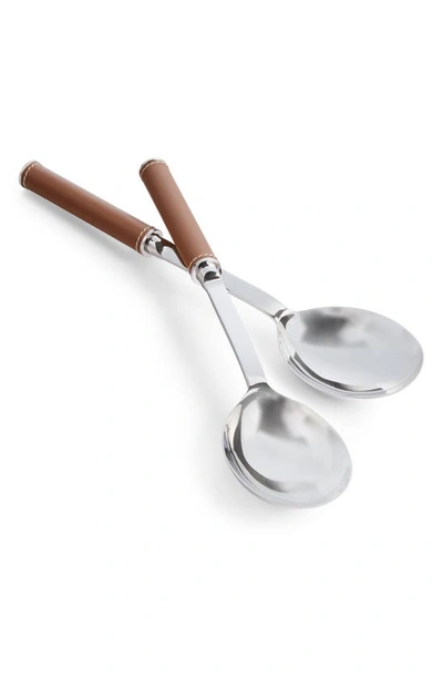 Polo Ralph Lauren Set Of Two Wyatt Salad Servers Set In Saddle/ Silver