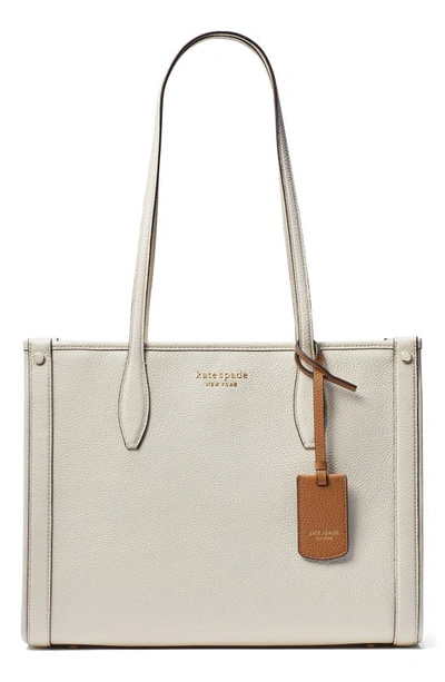 Shop Kate Spade Medium Market Leather Tote In Parchment.