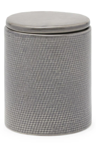 Shop Pigeon & Poodle Cordoba Round Ceramic Storage Canister In Gray Burlap