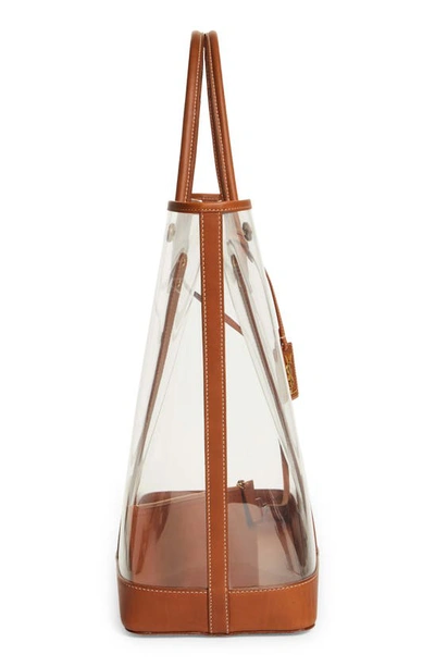 Saint Laurent Cabas Ysl Vinyl Tote Bag In Trasparente/ Brick
