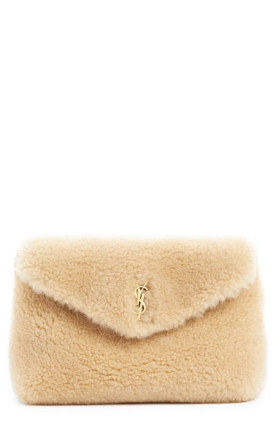 Saint Laurent Puffer Small YSL Shearling Pouch Clutch Bag