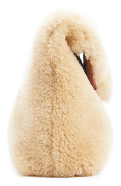 Shop Saint Laurent Small Lou Puffer Genuine Shearling Pouch In 9590 Natural Beige/ Brick