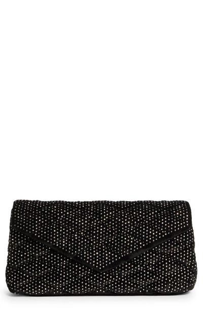 Shop Saint Laurent Large Sade Studded Clutch In 1000 Nero/ Nero