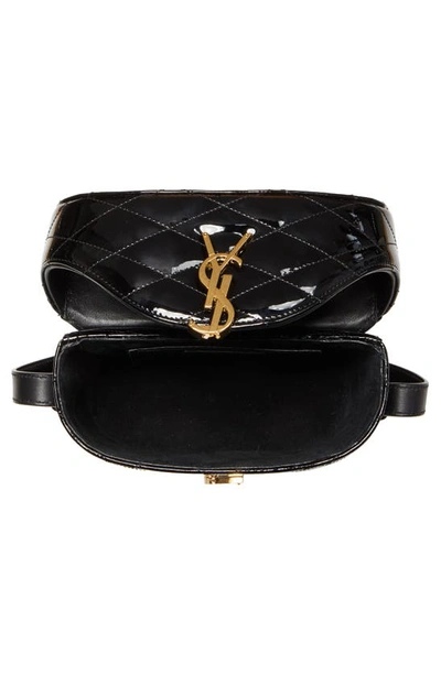 Saint Laurent Logo Quilted Patent Leather Camera Crossbody Bag In Nero Patent