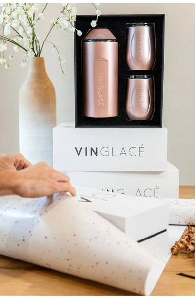 Shop Vinglace Wine Bottle Chiller & Tumbler Gift Set In Rose Gold