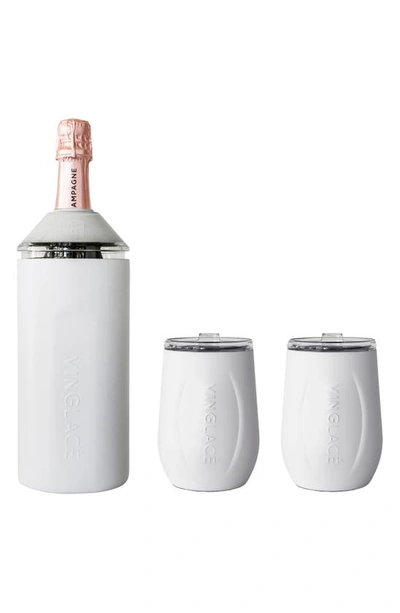 Shop Vinglace Wine Bottle Chiller & Tumbler Gift Set In White