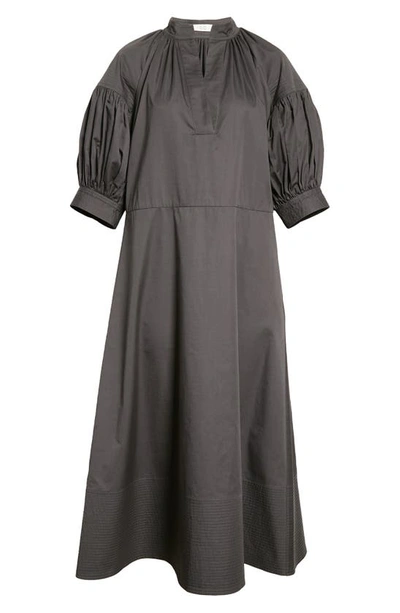 Shop Co Shirred Tton Poplin Midi Dress In 055 Slate