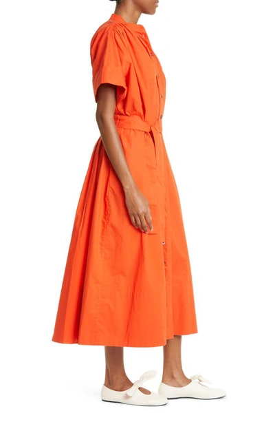Shop Co Gathered Belted Tton Midi Dress In 622 Punch