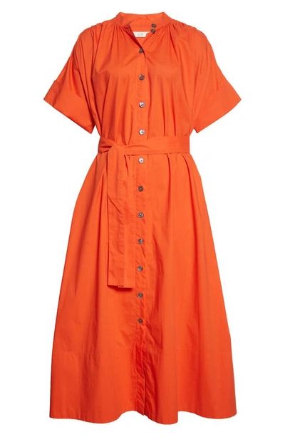 Shop Co Gathered Belted Tton Midi Dress In 622 Punch