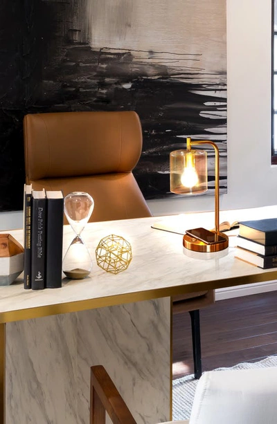 Shop Brightech Elizabeth Usb Table Lamp With Wireless Charging Pad In Brass