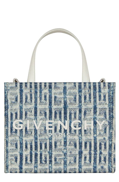 Shop Givenchy Mini 4g Jacquard Denim Tote In Denim Blue
