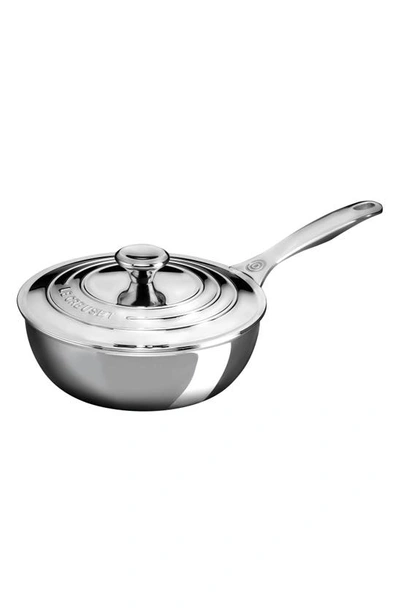 Shop Le Creuset 2-quart Stainless Steel Saucier Pan With Lid In Stanless Steel