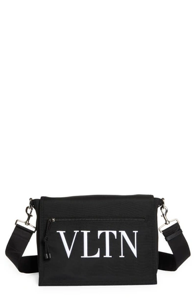 Shop Valentino Vltn Messenger Bag In 0ni - Nero/ Bianco