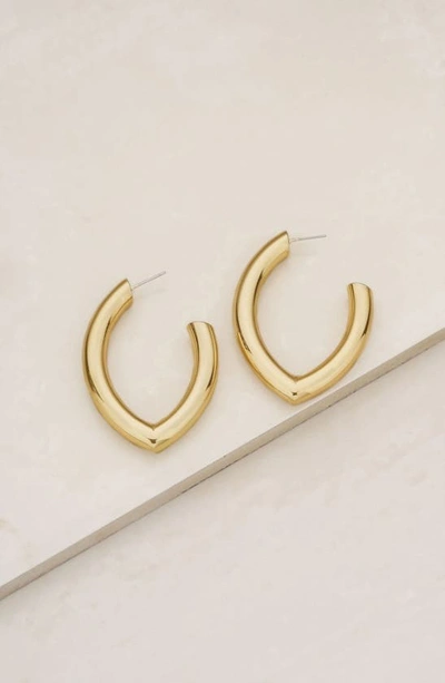 Ettika Mara Elongated 18k Gold Plated Hoop Earrings In Gold