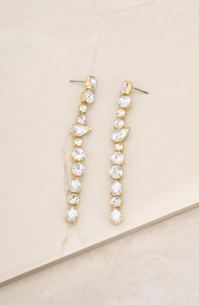 Shop Ettika Crystal Linear Drop Earrings In Gold