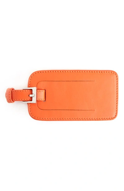 Shop Royce New York Leather Luggage Tag In Orange