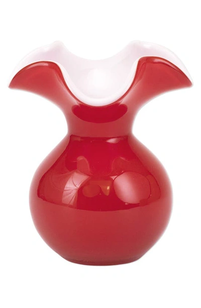 Shop Vietri Hibiscus Fluted Bud Vase In Red