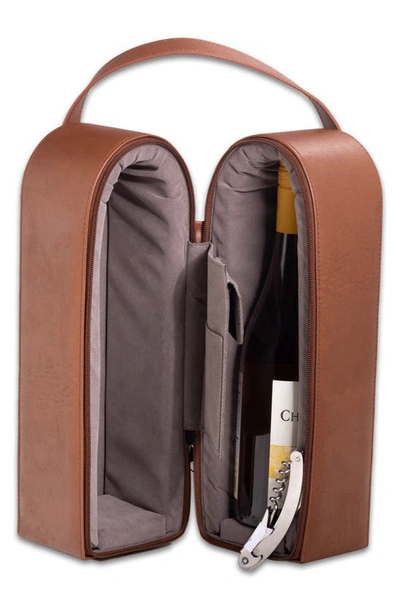 Bey-berk Vino Leather Double Wine Caddy In Multi Color