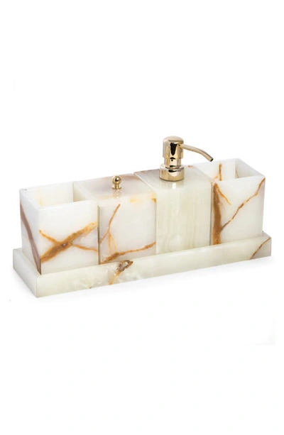 Shop Bey-berk 5-piece Marble Vanity Set In Ivory