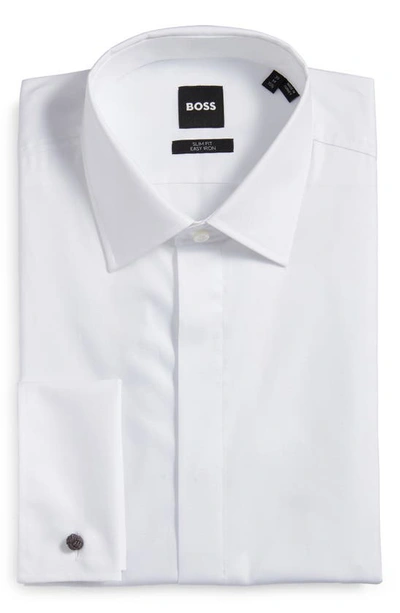 Shop Hugo Boss Hank Slim Fit Easy Iron Tuxedo Shirt In White