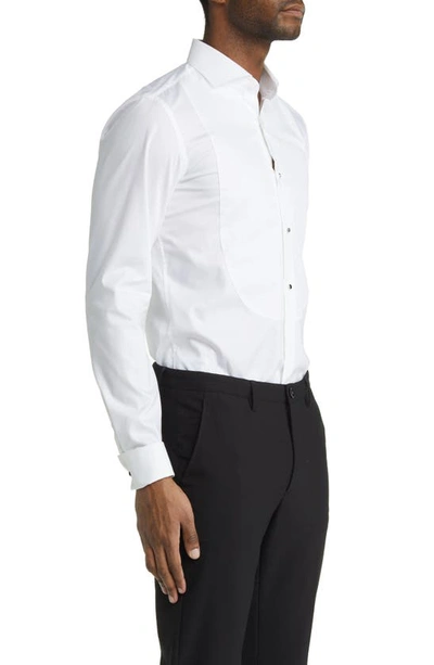 Hugo Boss Hank Slim Fit Easy Iron Bibbed Tuxedo Shirt In White