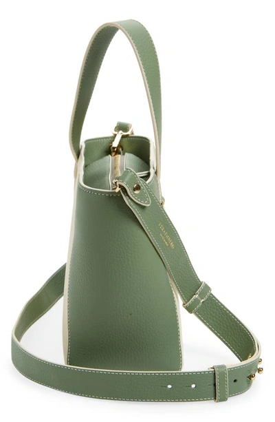 Shop Strathberry Mini S Cabas Colorblock Leather Tote In Sage/ Vanilla