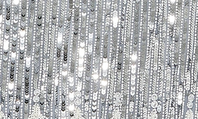 Shop Mac Duggal Bead & Sequin Long Sleeve Sheath Gown In Platinum