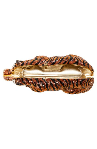 Shop Judith Leiber Shere Khan Crystal Bengal Tiger Clutch In Champagne Copper Multi