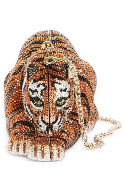 Shop Judith Leiber Shere Khan Crystal Bengal Tiger Clutch In Champagne Copper Multi