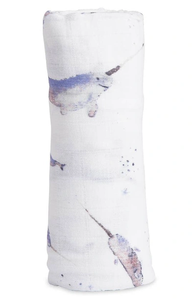 Shop Little Unicorn Cotton Muslin Swaddle Blanket In Narwhal