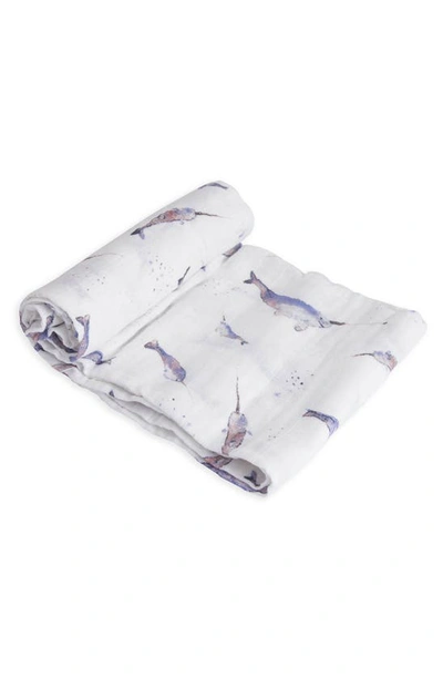 Shop Little Unicorn Cotton Muslin Swaddle Blanket In Narwhal