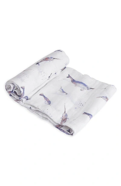 Little Unicorn Cotton Muslin Swaddle Blanket In Narwhal