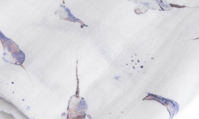 Shop Little Unicorn Cotton Muslin Swaddle Blanket In Narwhal