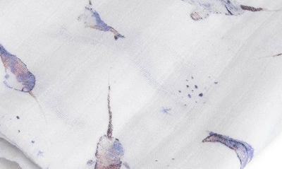 Little Unicorn Cotton Muslin Swaddle Blanket In Narwhal