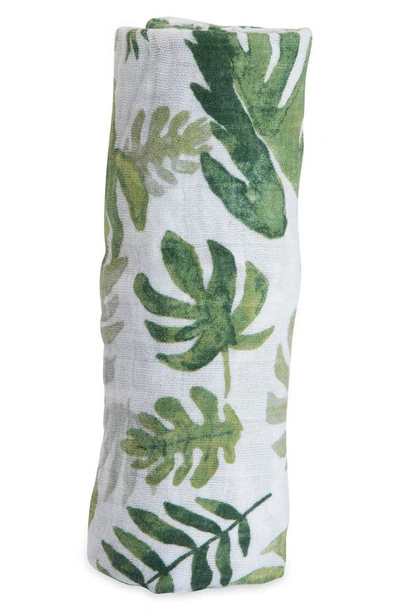 Shop Little Unicorn Cotton Muslin Swaddle Blanket In Tropical Leaf