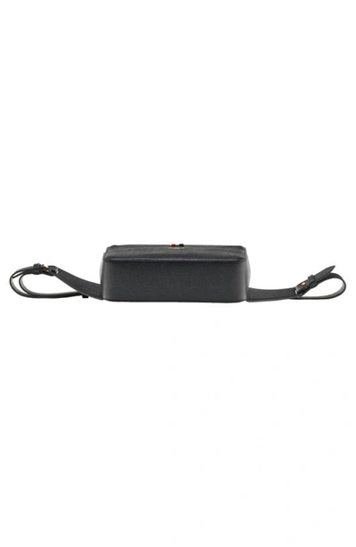 Thom Browne Tricolour-tab Grained-leather Belt Bag In Black