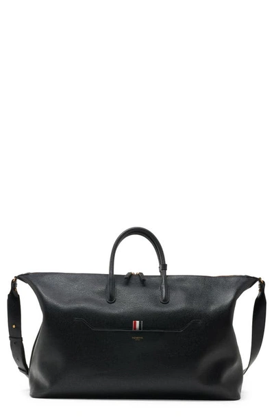 Shop Thom Browne Leather Duffle Bag In Black