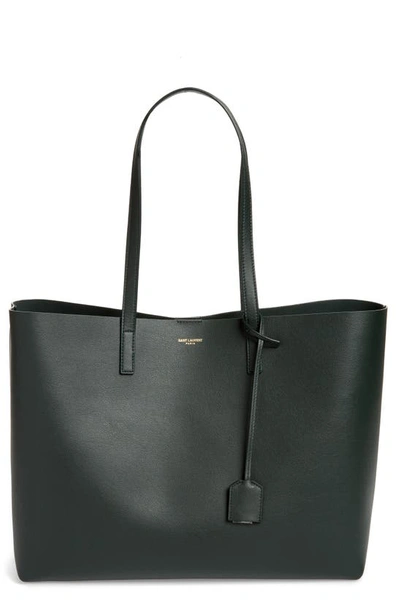 Shop Saint Laurent Shopping Leather Tote In 3045 New Vert Fonce
