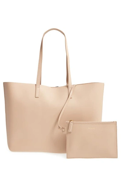 Saint Laurent Shopping Leather Tote In Dark Beige
