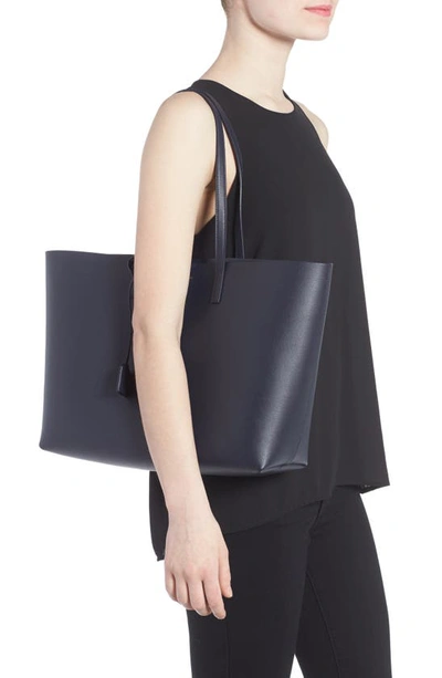 Saint Laurent Large East-west Leather Shopper Bag In Navy